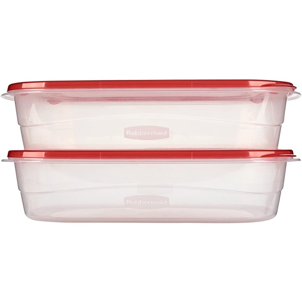 Large Rectangular Food Storage Container 1 Gallon Red 2 Pack Fridge Organizer