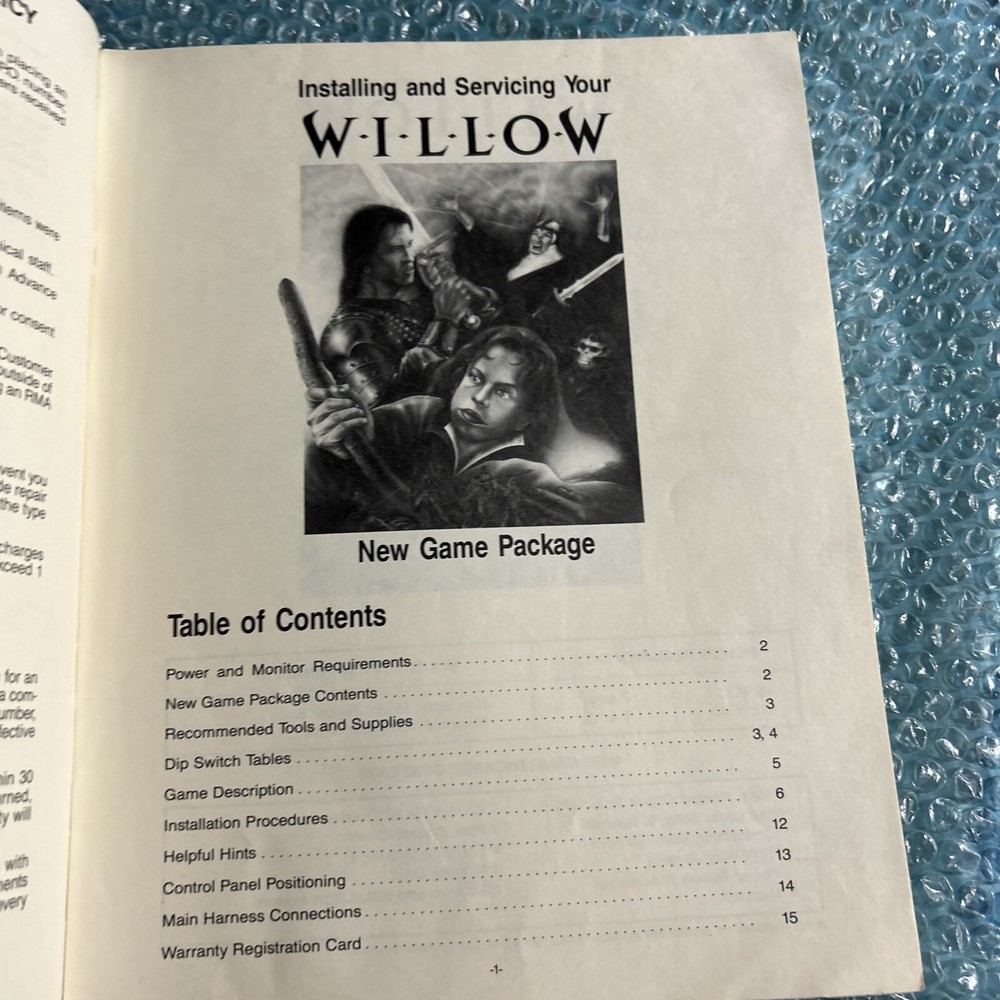 original WILLOW CAPCOM arcade video game owners manual