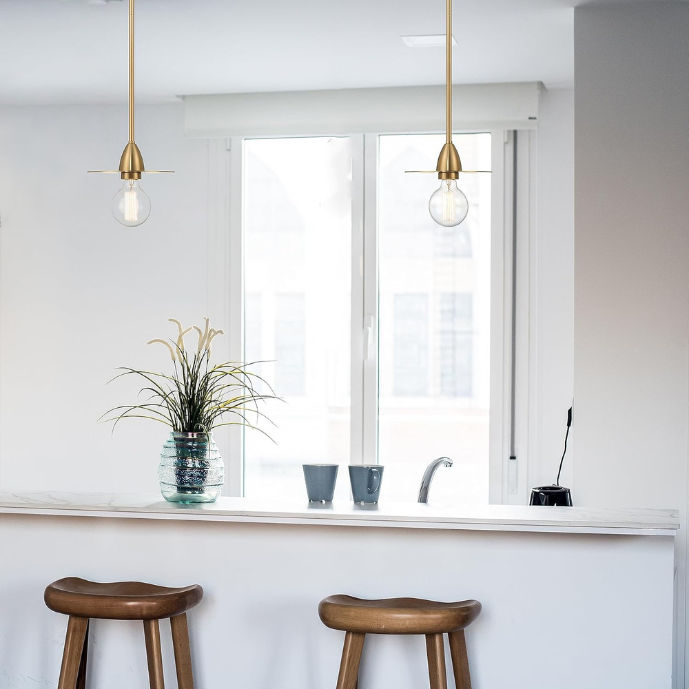 Daisy - Mini Modern Exposed Bulb Metal Ceiling Light, Brushed Gold