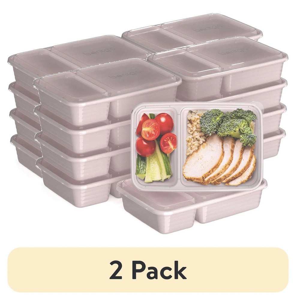 (2 pack) Bentgo Prep - 20-Piece 2-Compartment Reusable Meal Prep Containers