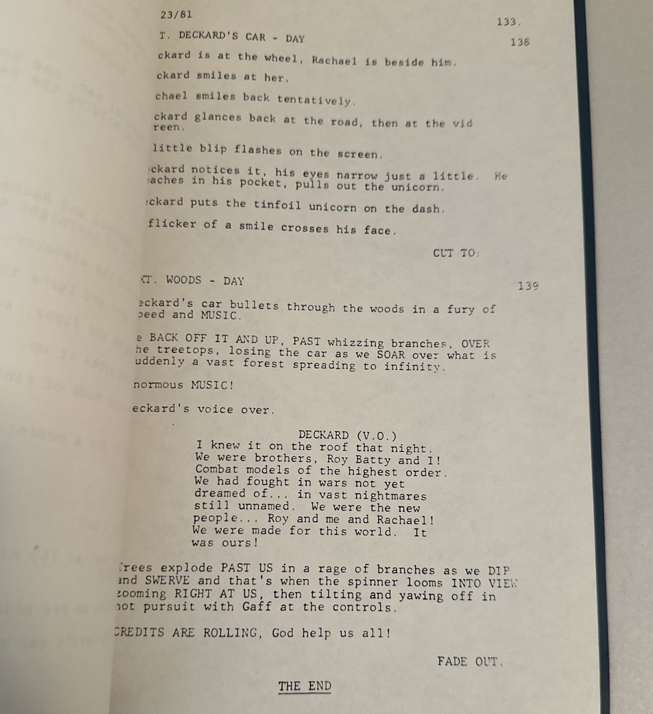 RARE Original BLADE RUNNER Movie Script Screenplay 1982 Harrison Ford Ridley