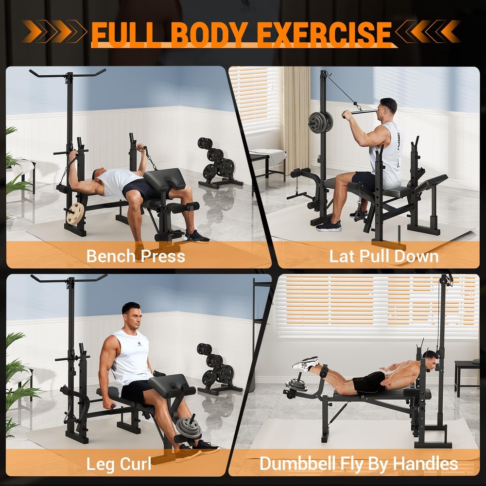 Multi-Function Bench Press Set, Weight Bench for Home Gym Body Strength Trainer