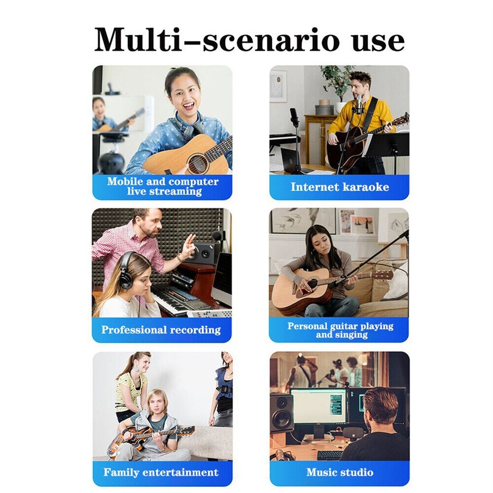 For Studio Recording USB Live External Sound Card Audio Interface Live Streaming