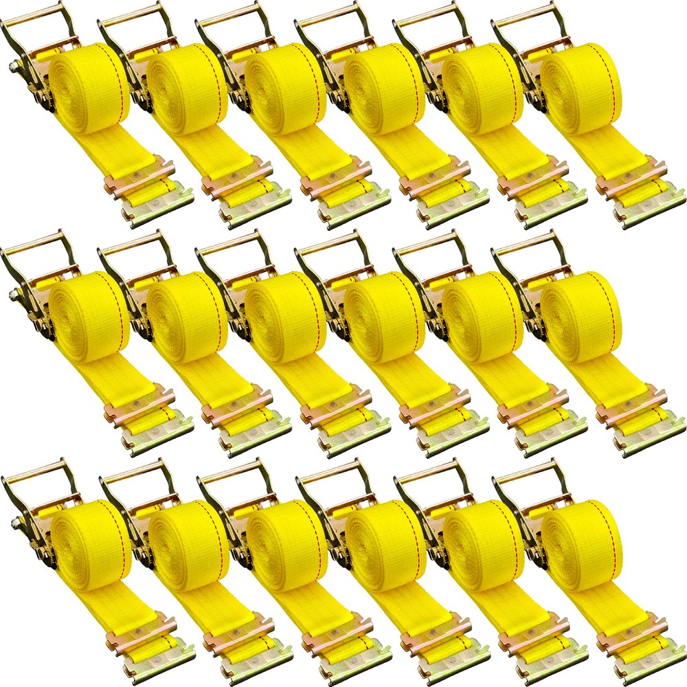 18 Pack E-Track Ratchet 2" x 15' Tie Down Strap 4000 lbs Breaking Strength