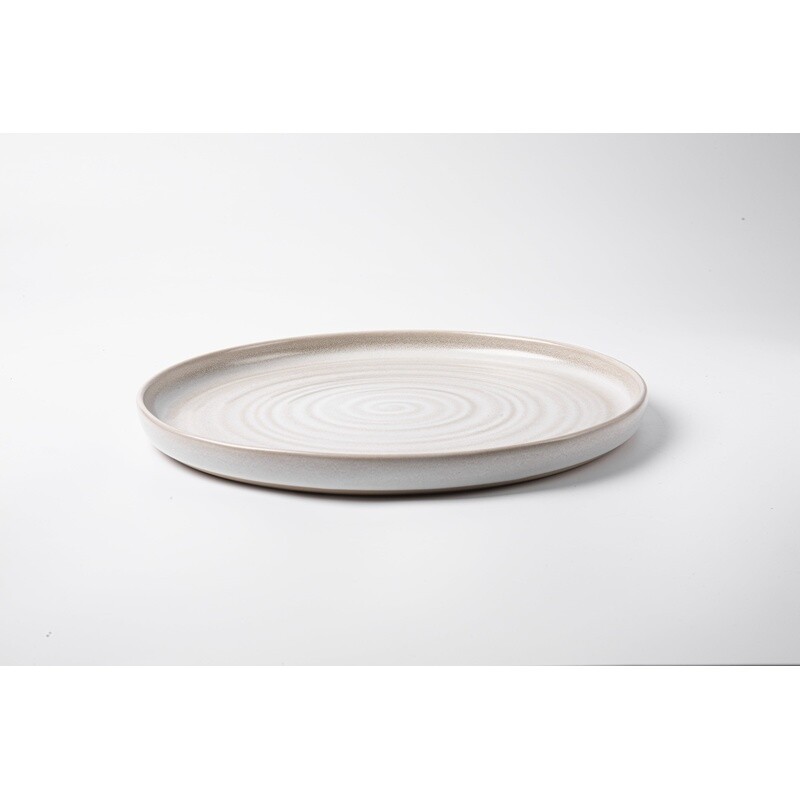 2 Pack Round Stoneware Dinner Plates 10.4 Inch Microwave Dishwasher Safe Rustic