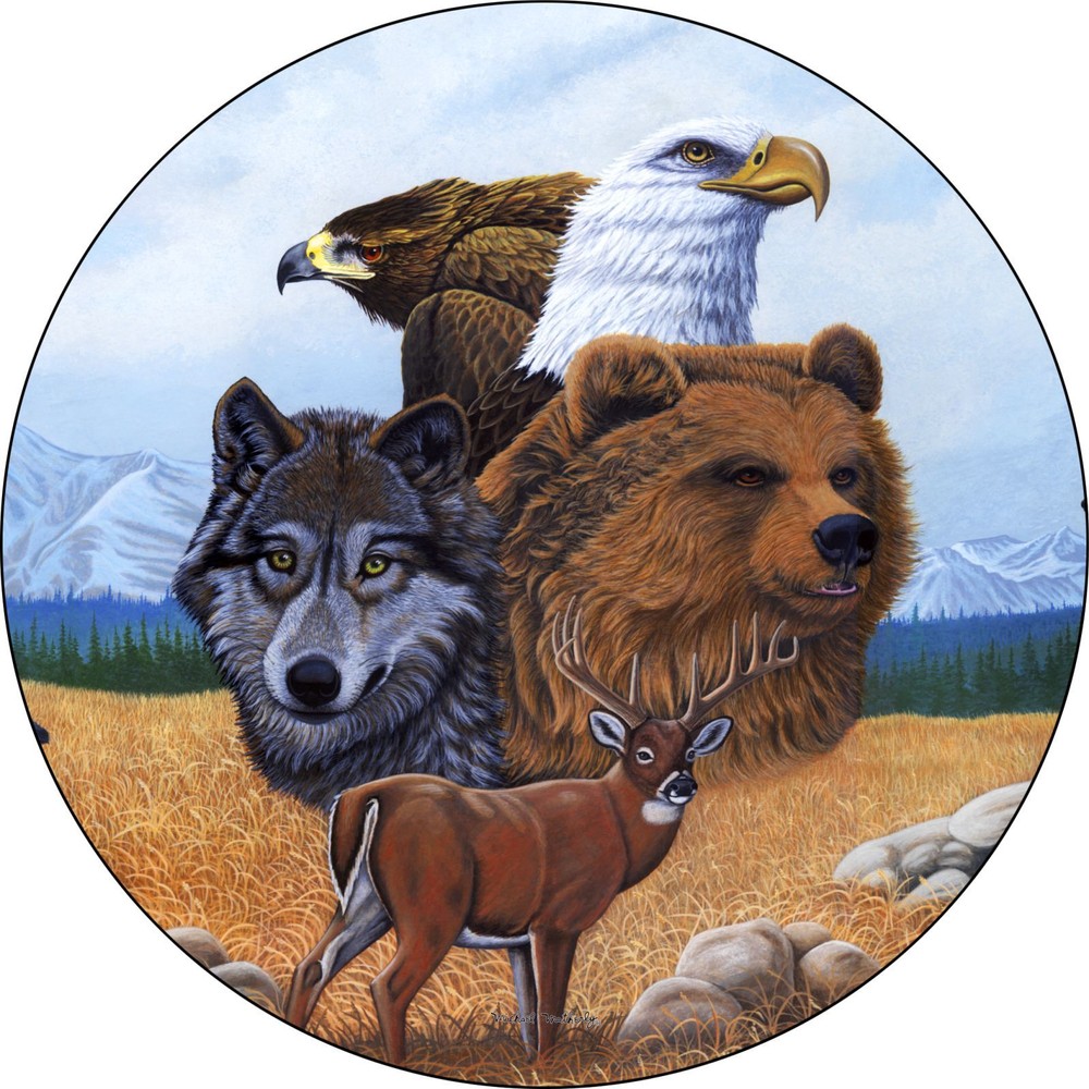 Wolf Eagle Bear Spare Tire Cover -Add tire size in NOTES during checkout