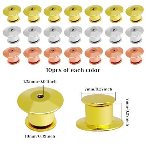 30pcs Metal Locking Pin Backs, Pin Locks Keeper Clasp, Locking Pin Keeper