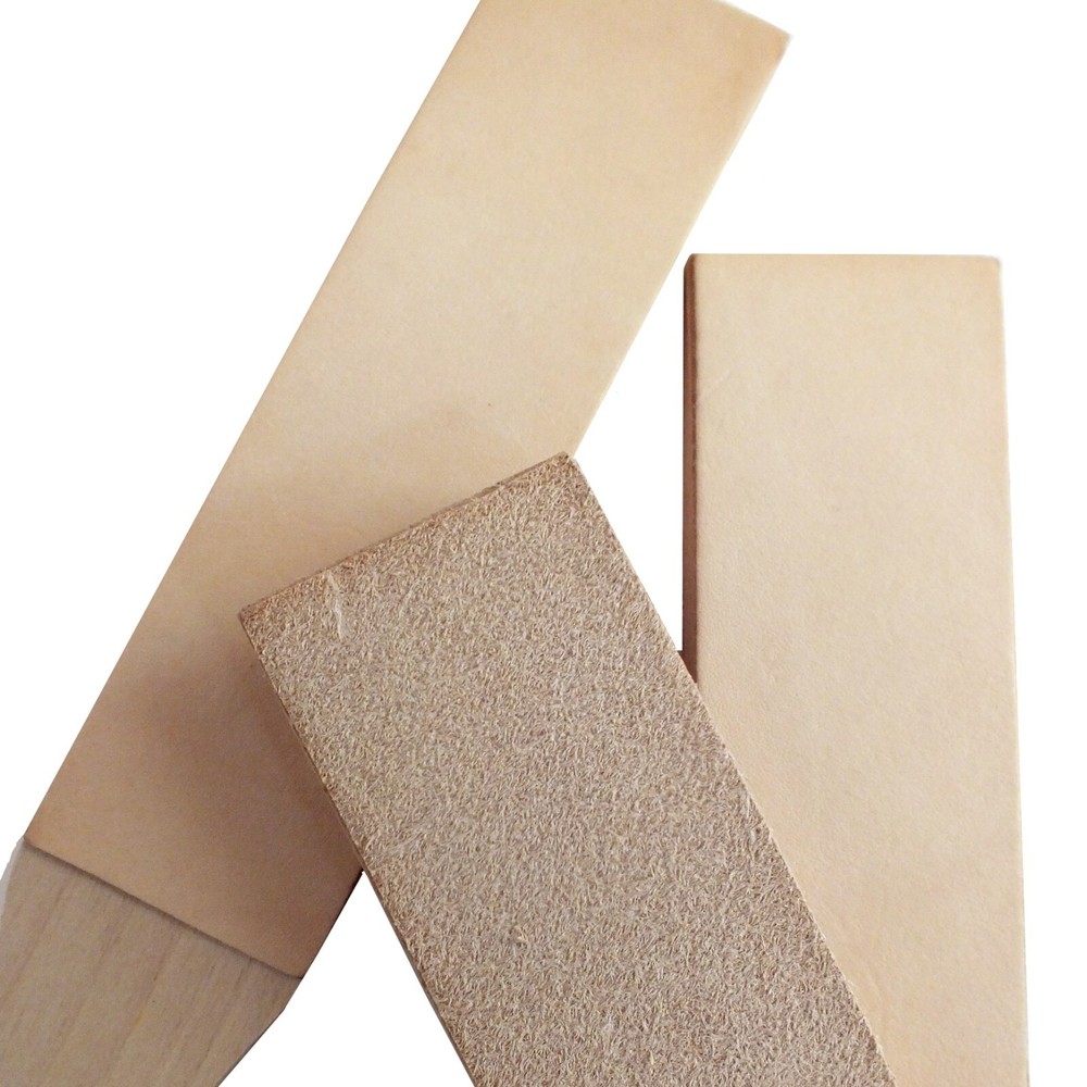 11" Long Double Sided Leather Paddle Strop for Knife Sharpening, 3 Pieces