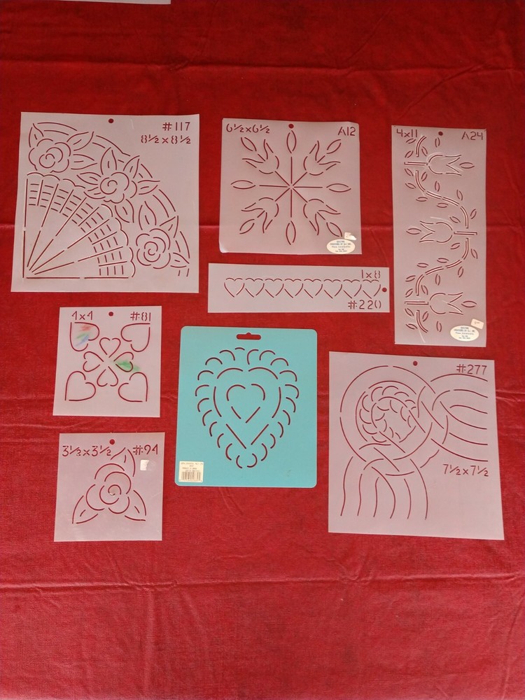 8  - Hand quilting templates.  Preowned, plastic,
