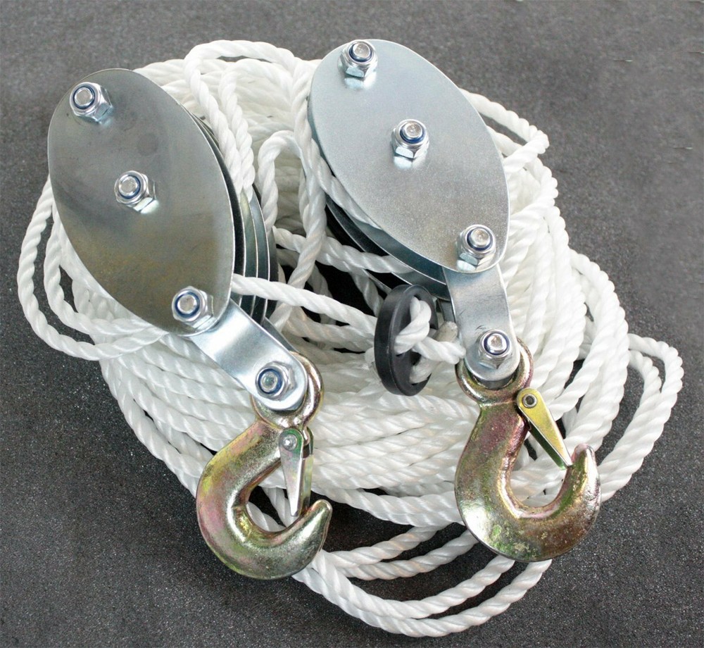 2 Ton Poly Rope Hoist Pulley Wheel Block and Tackle Puller Rigging Engine Lift