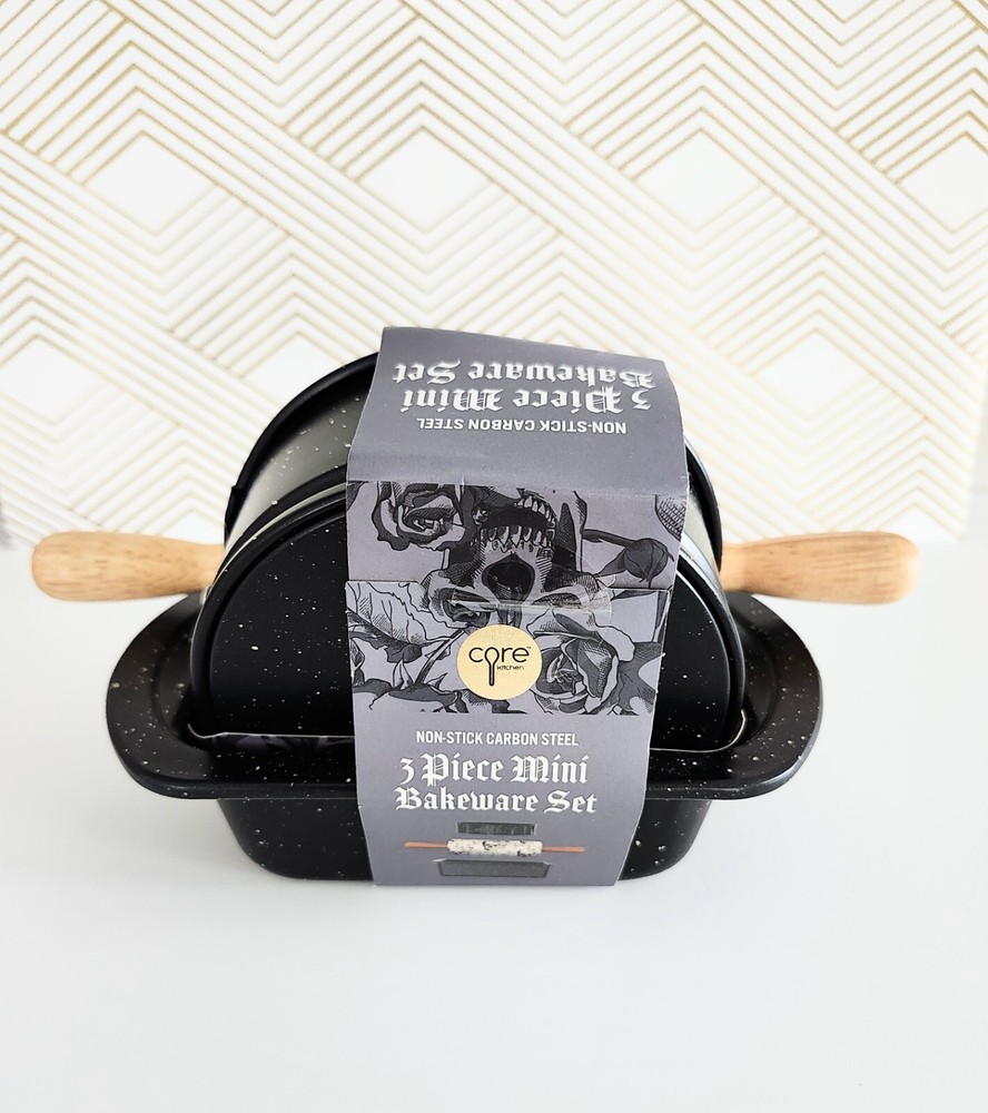 Core Kitchen 3-Piece Mini Bakeware Set-Loaf Pan, Springform Pan, Rolling Pin NEW