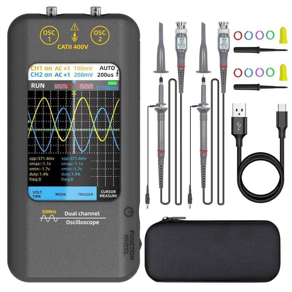 BSIDE Handheld Oscilloscope 3.98'' Touchscreen Digital oscilloscope Dual Chan...