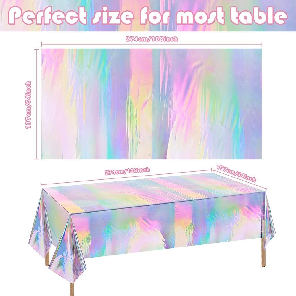 4 Pack Iridescence Plastic Tablecloths Disposable Galentines Day Decorations ...