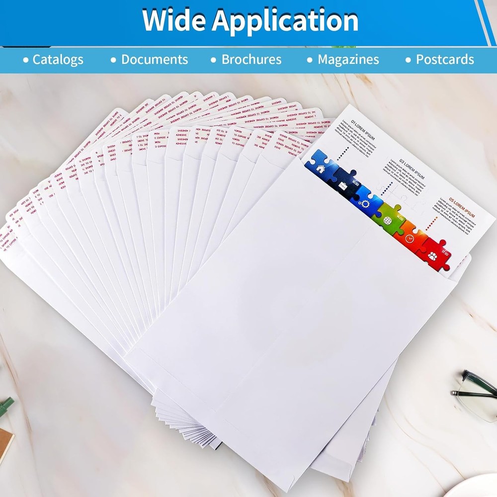 100 Pack 6x9 Catalog Mailing Envelopes Mailers Peel Self Seal White