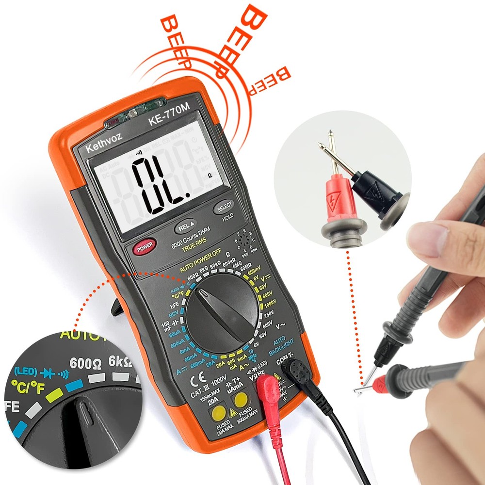 Multimeter 6000 Counts TRMS, Digital Multi Meter Measure AC DC Voltage Curren...
