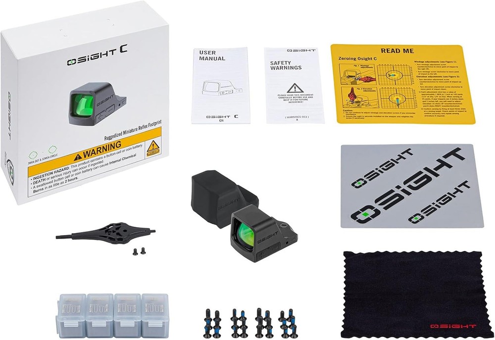 Osight C Green Dot Sight, 3 MOA Dot & 32 MOA Circle Reticle, Open Reflex Optic