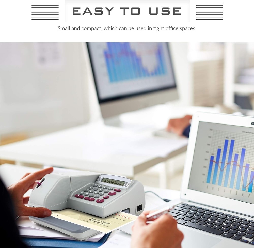 Electronic Check Writer with 12-Digit Display – Secure Printing for All Curre...