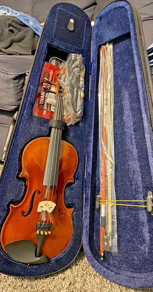 Pyle 1/4 Size Beginner Violin Starter Kit w/ Travel Case & Bow Extra Strings
