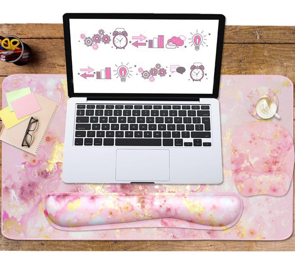 Keyboard Wrist Rest Large Mouse Pad Wrist Support for Computer, 4 in 1 Memory...