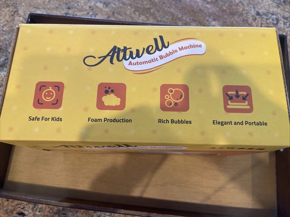 ATTWELL AUTOMATIC BUBBLE MACHINE INCLUDES BONUS BUBBLE BOTTLE NEW