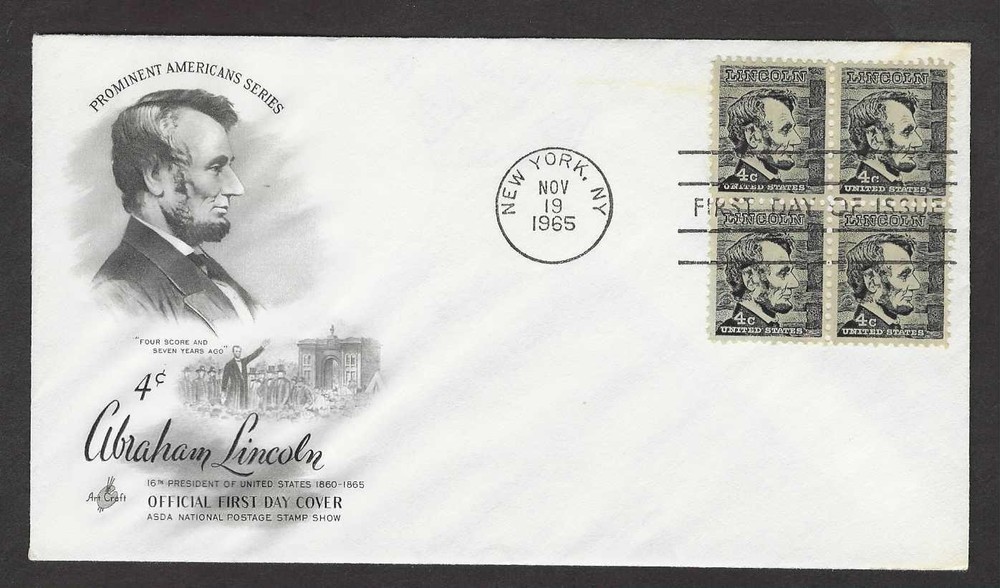 #1282 4c Abraham Lincoln - ArtCraft FDCB4