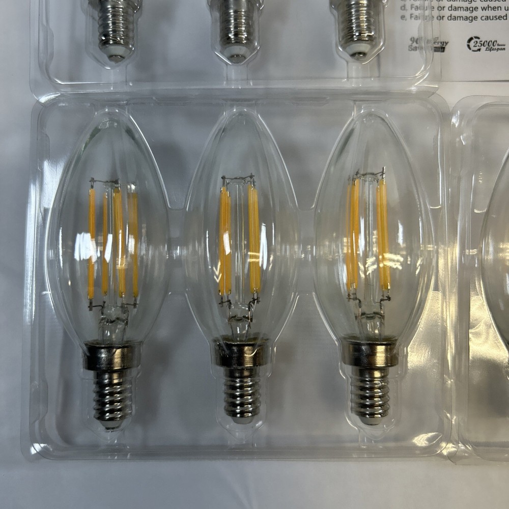 12 Pack Dimmable E12 Candle Light Bulbs LED 4W Candelabra Bulb