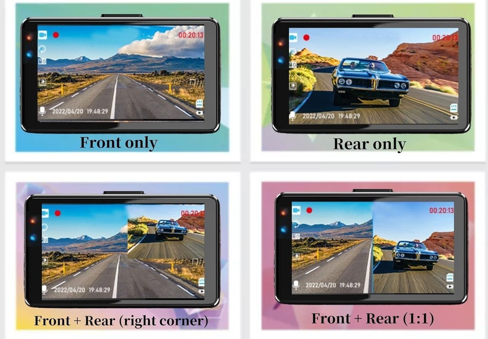 Car Dash Camera Front Rear 1080P with Loop Recording & G-Sensor - Night Vision