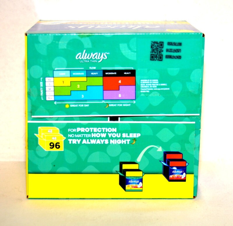 Always Ultra-Thin Pads Size 1 Regular Absorbency Unscented with Wings 96 Count