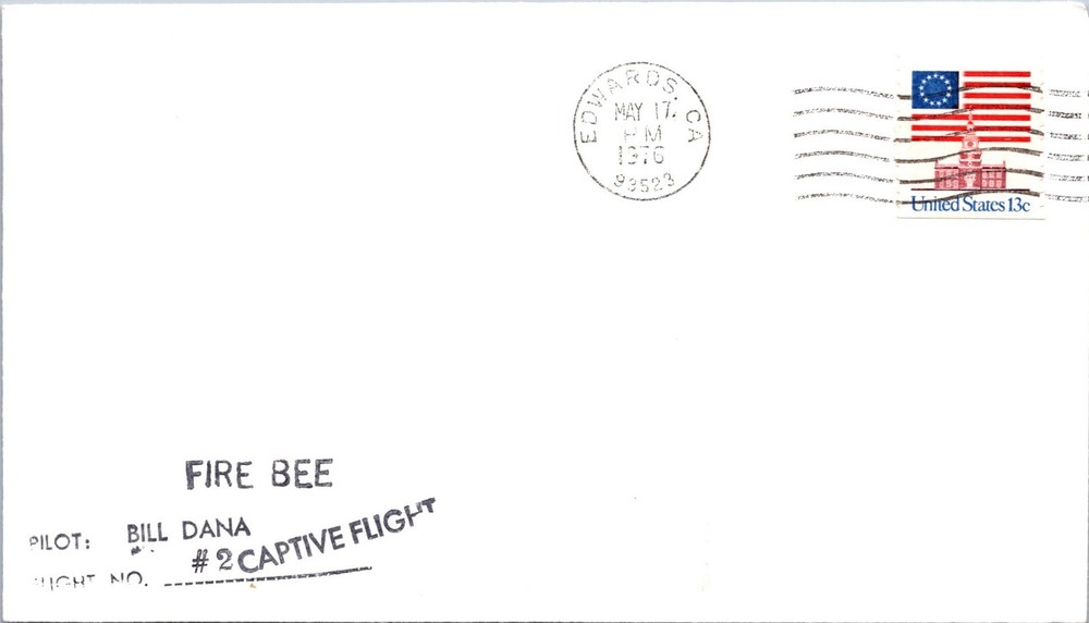 FIRE BEE / Flight #2 Captive / Edwards CA - 5.17.1976 - J12116