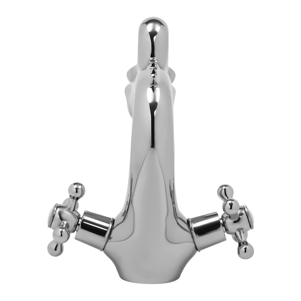 Silver Dragon Shape Two-Handle One Hole Bathroom Sink Mixer Tap Faucet Deck