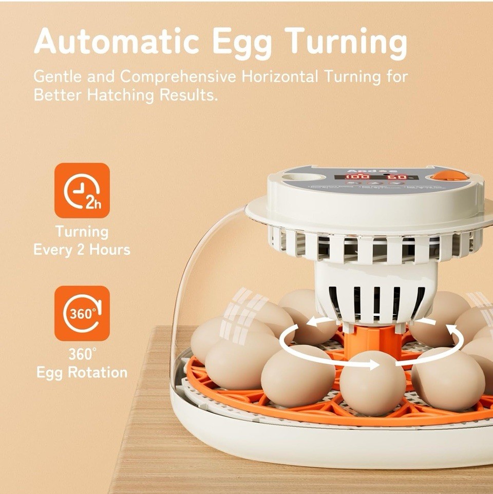 Egg Incubator with Automatic Egg Turning and Humidity Control and Temperature Co