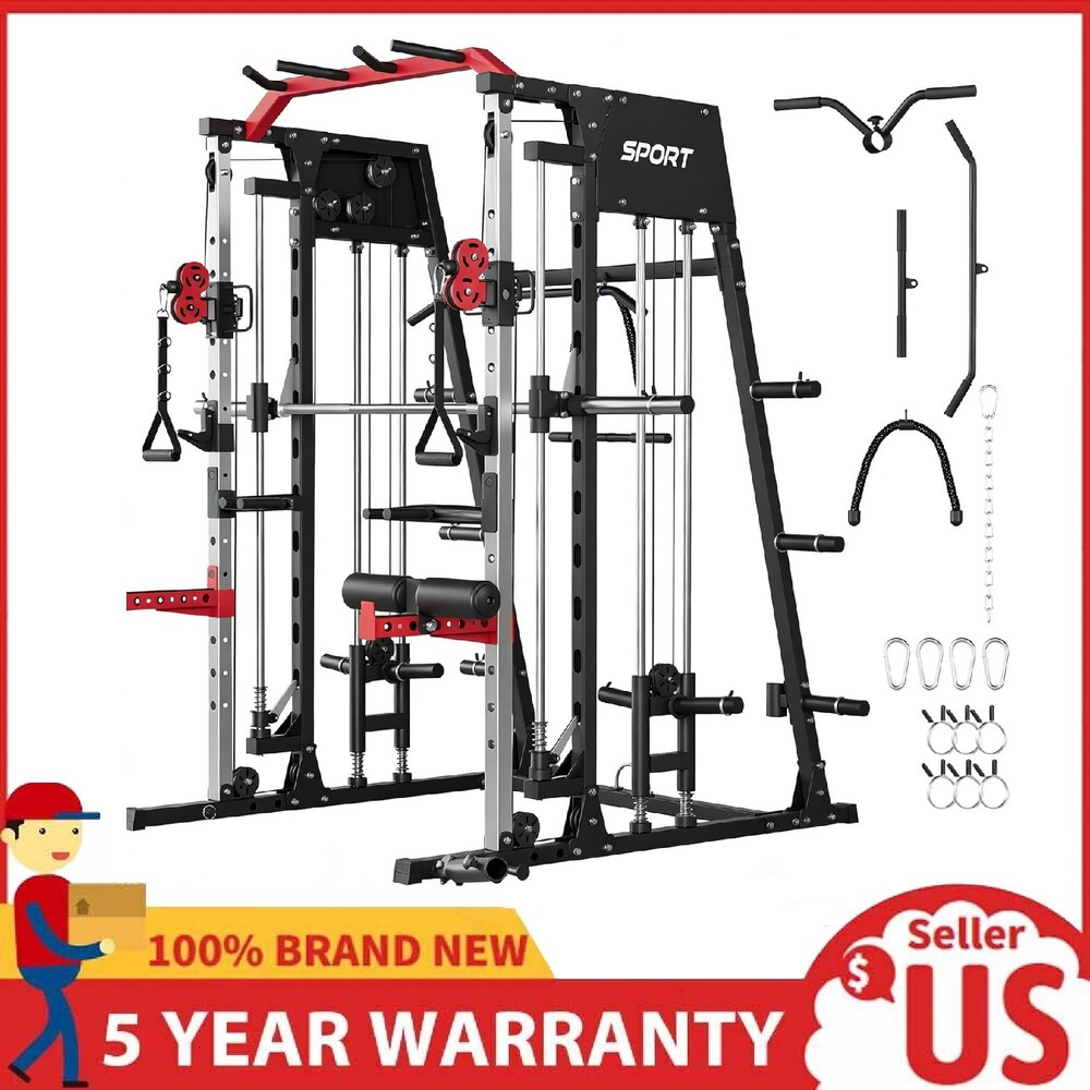 Smith Machine Multifunctional Squat Rack Power Cage Home Gym Equipment Training
