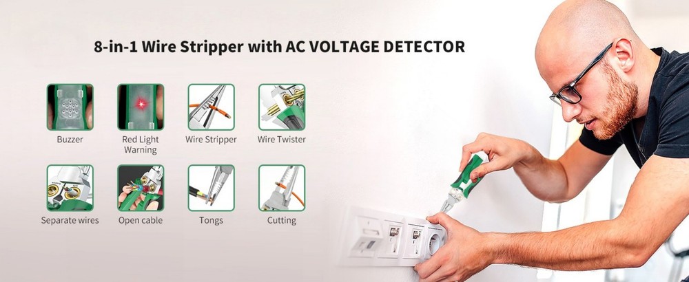 8-in-1 Wire Stripper & Crimper Voltage Tester Electrician Multi-Tool Free Ship