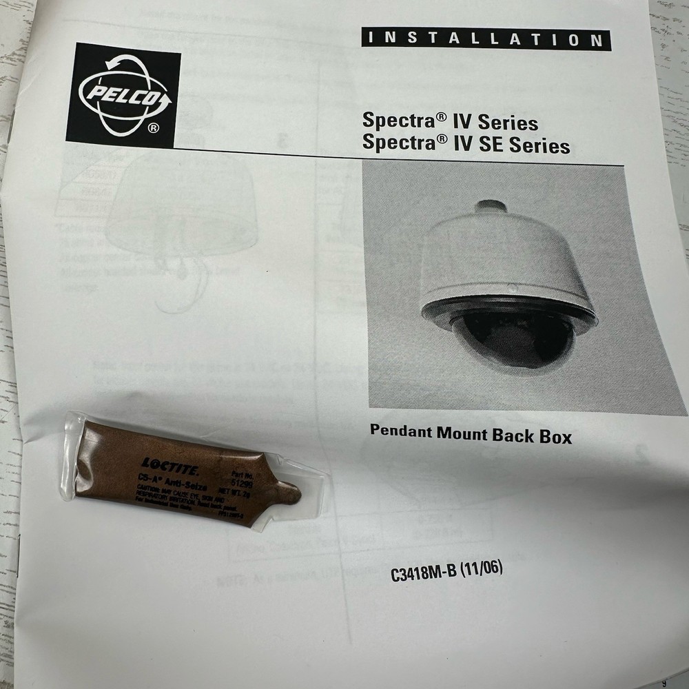 Pelco BB4-PG-E Spectra IV SE Environmental Back Box Pendant Mount Gray