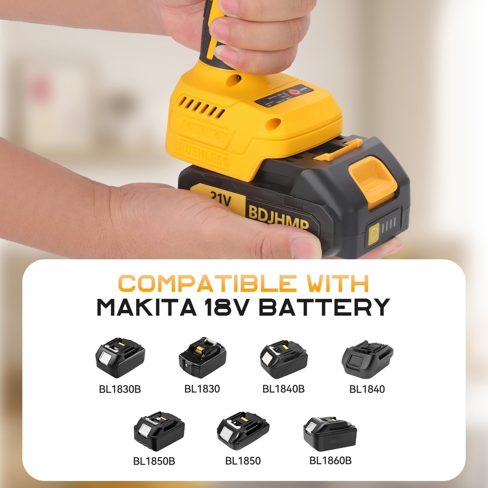 3/8" Brushless Compact Drill Tool Set, 85N.m 21V Cordless Drill Box with 2 * ...