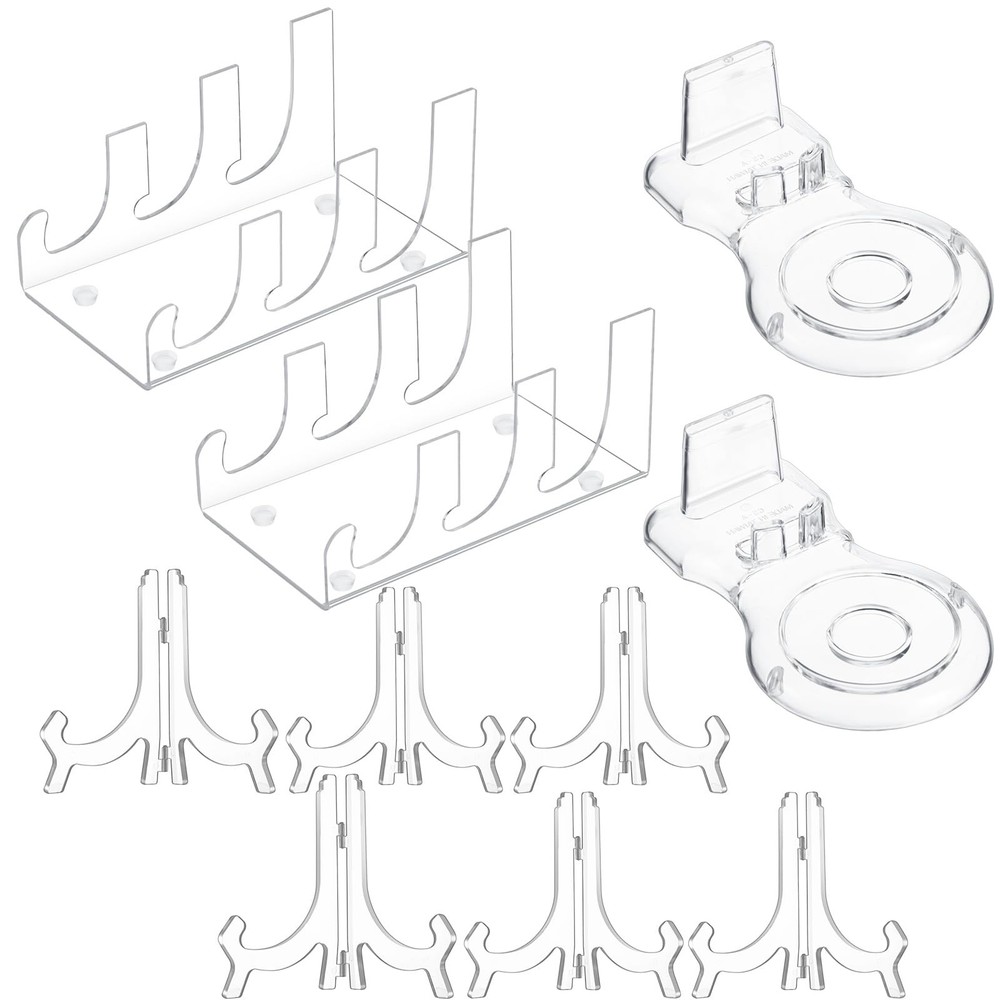 10 Pcs Acrylic Clear Dinnerware Display Stand 2 Pcs 3 Tiers China Display Sta...