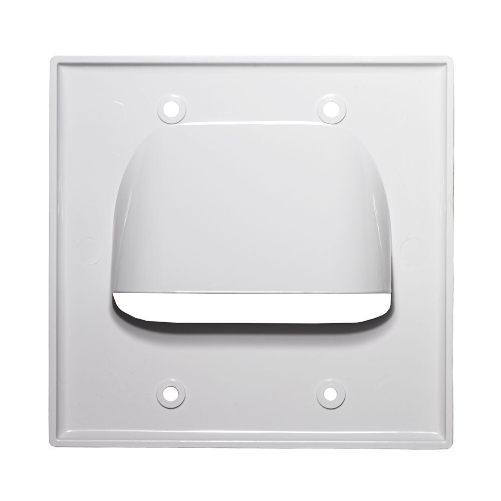 Inverted Pass Through Wall Plate Dual Gang, White