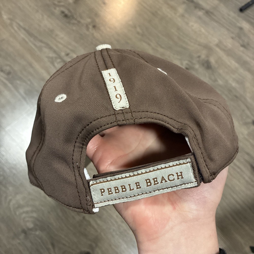 Pebble Beach Golf Hat 1919 Brown Embroidered The Game Hook & Loop Strapback