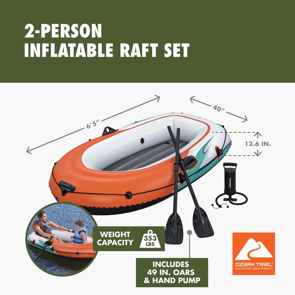 Ozark Trail 2 Person Inflatable River Raft Set
