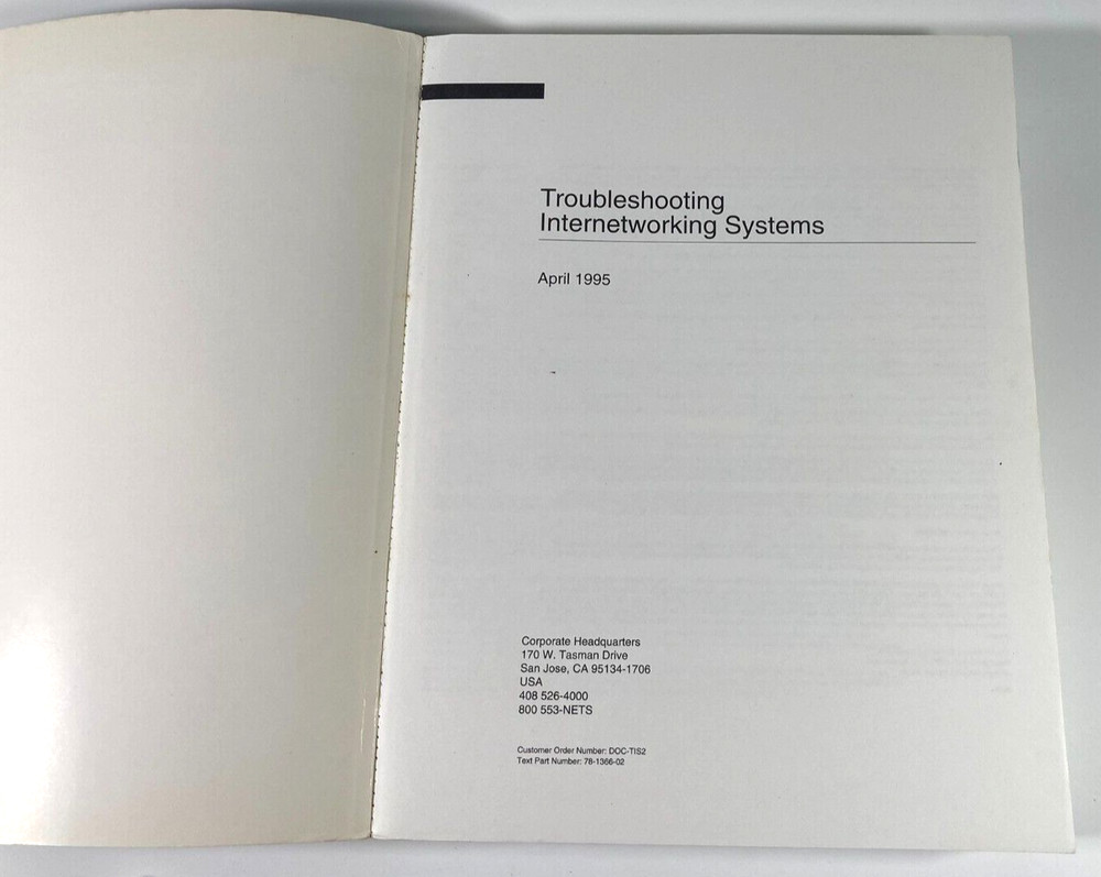 Vintage Cisco Systems Troubleshooting Internetworking Systems Manual - 1993-1995