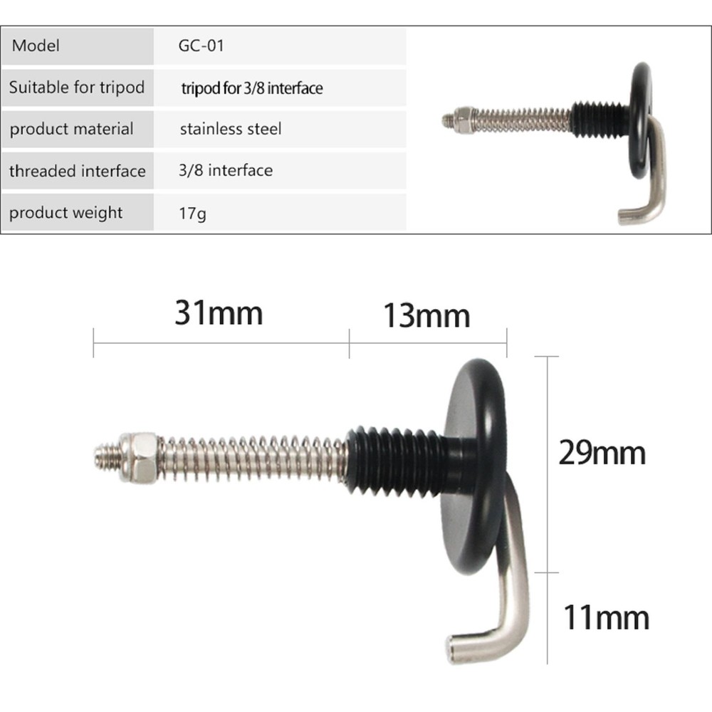 Stainless steel 3/8 interface Tripod Center Tripod Hook For Camera Tripod D