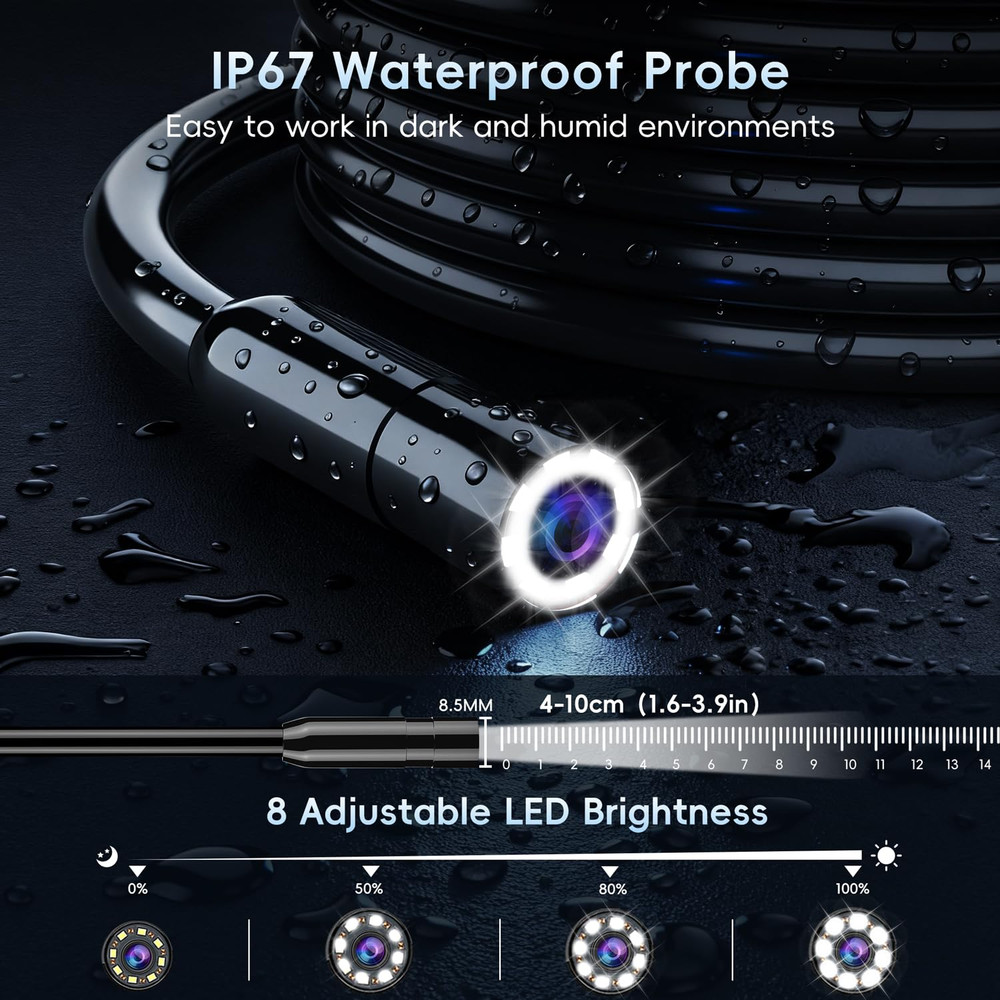 SKYBASIC Industrial Endoscope Borescope Camera with Light, 4.3'' HD Digital Hand