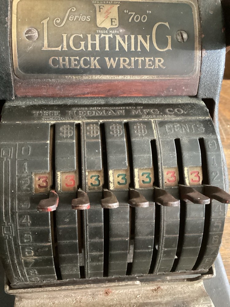 Check Writer Machine Antique F&E Lightning 700 Check Protector
