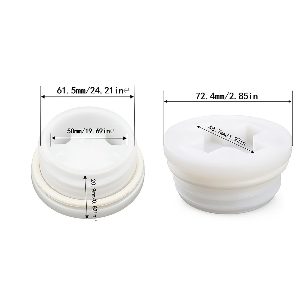 Bung Cap with 2" Thread Size, 2 Pack Poly Buttress Drum Bung, Course White