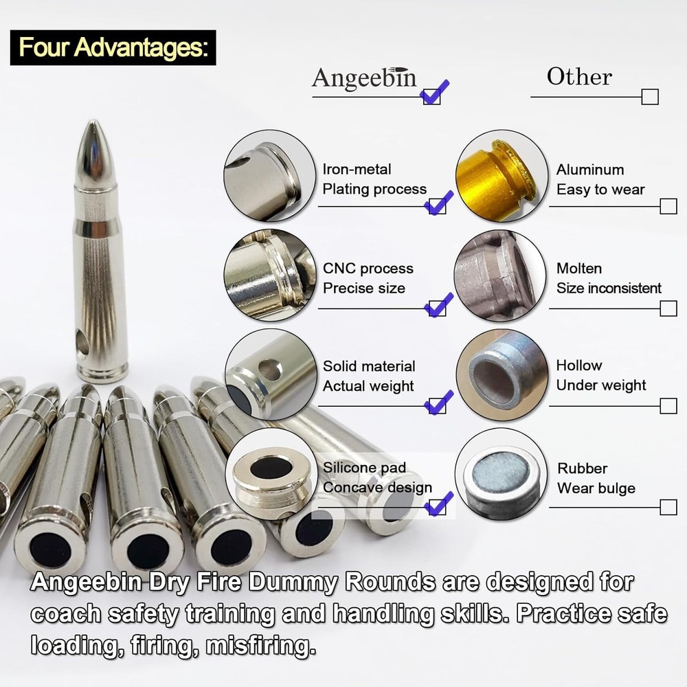 Training Snap Caps for Dry Fire Training Dummy Rounds Practice Safe Loading F...