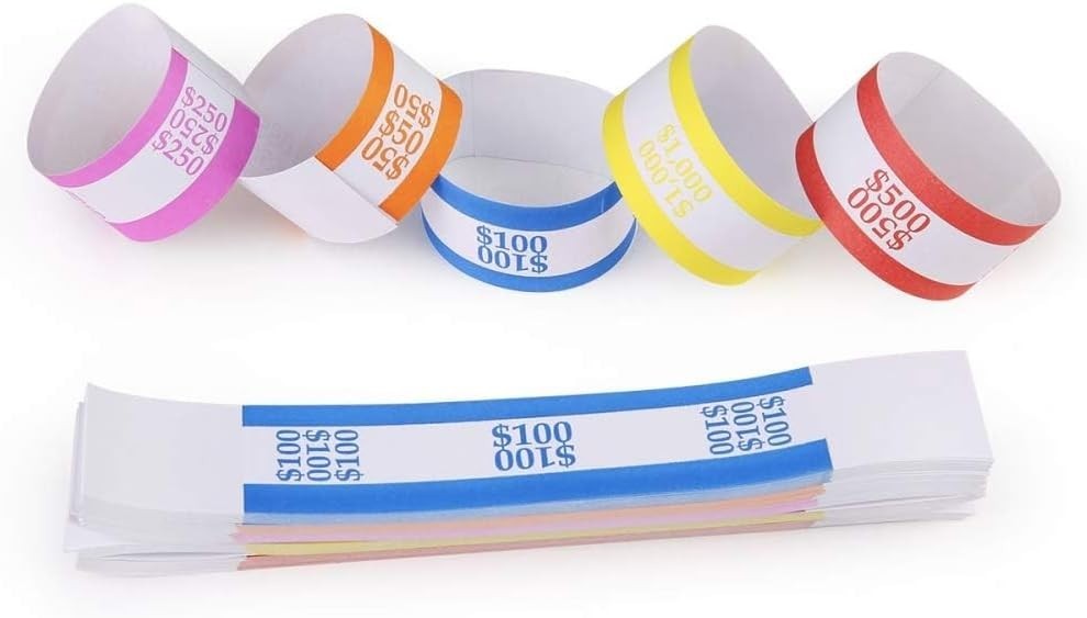Complete 250 Assorted Money Bill Wrappers - Secure & Efficient Cash Management