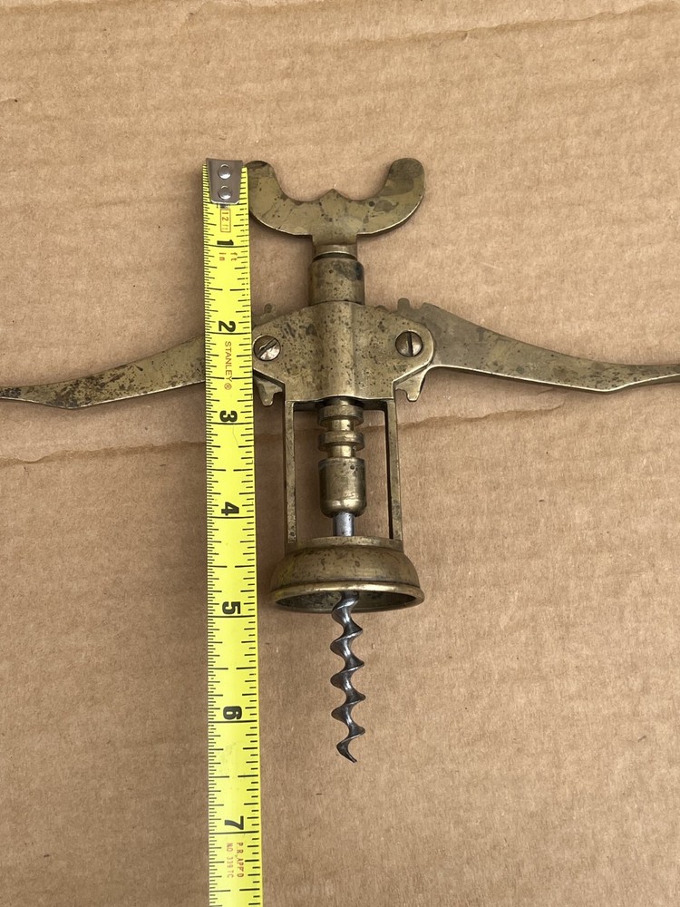 Big Antique Heavy Brass Corkscrew--Cork Pull 9-1/2"