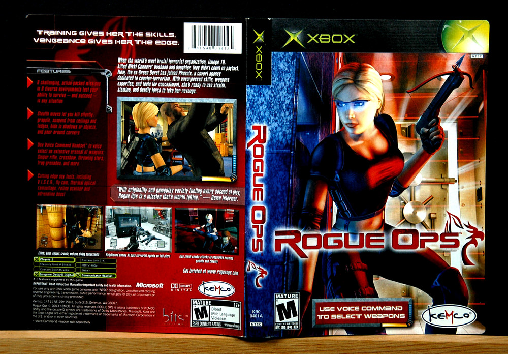 ROGUE OPS  Cover Only(Microsoft XBOX)  NO GAME  Authentic