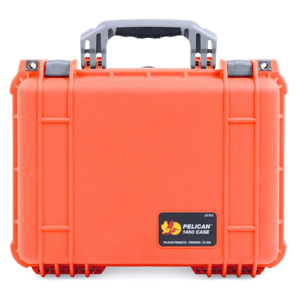 Orange & silver Pelican 1450 case. Come with Foam.