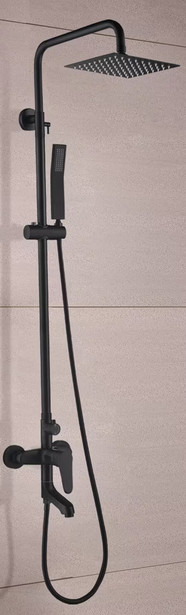 1-Spray 8.66 in. Square Bathroom Exposed Rainfall Shower System in Black